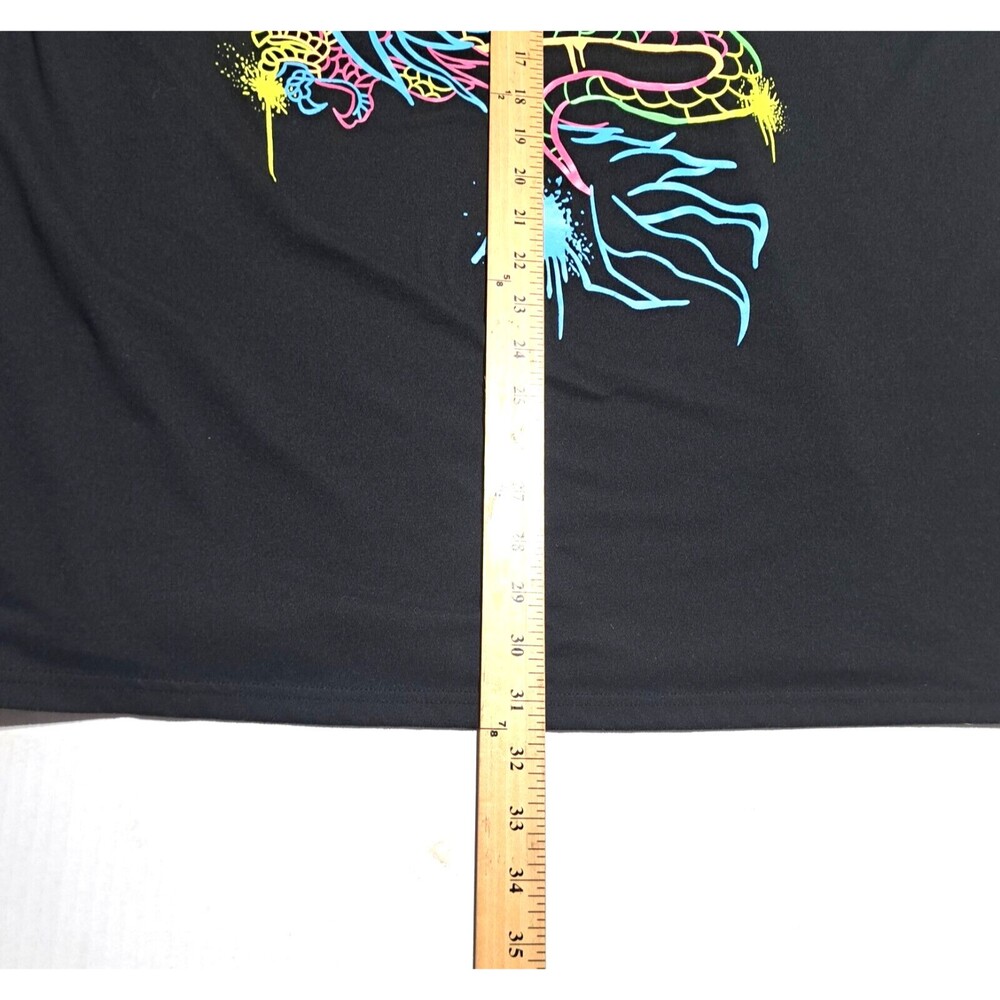 Shein Womens Black Shirt Top Short Sleeve Dragon Printed Stretch Round Neck 1XL - Picture 4 of 5